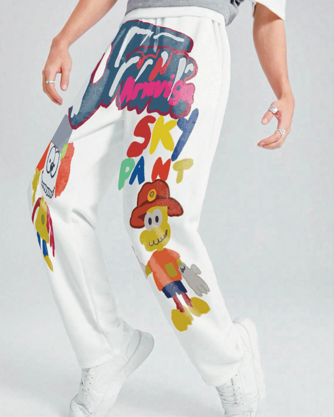 Men's White Cotton Pant - Just For Jom(*)