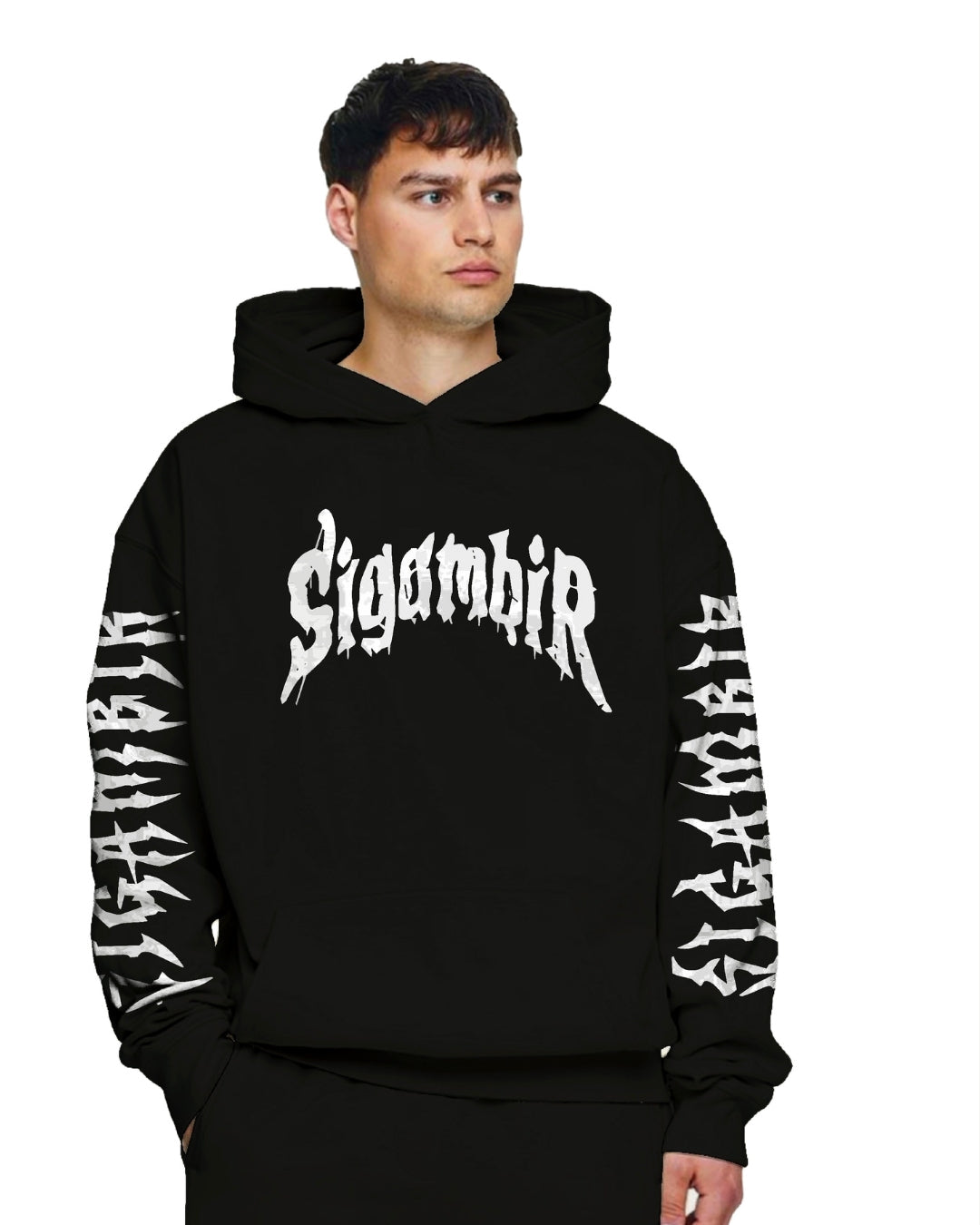 Unisex Black Oversized Hoodie - Horses