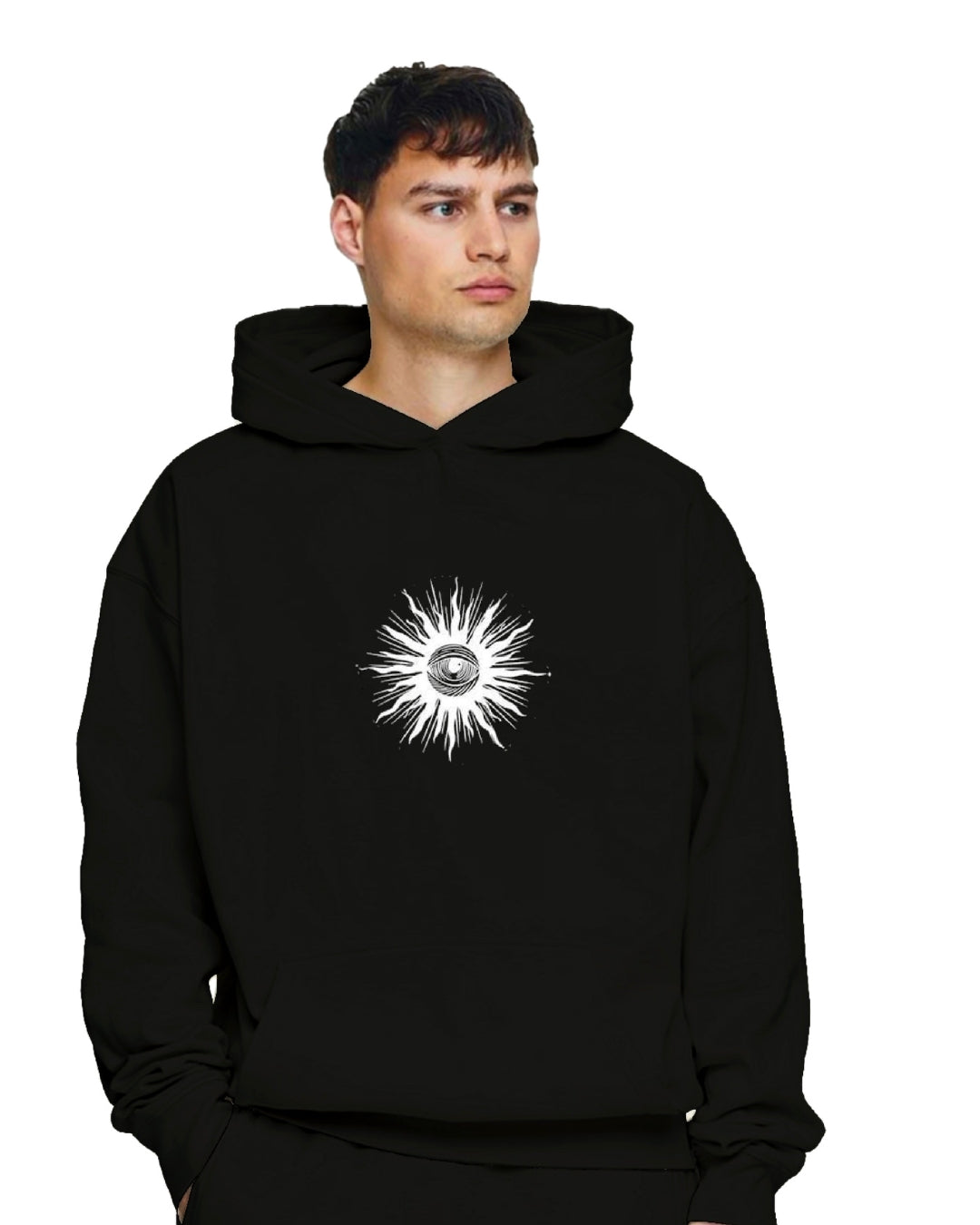 Unisex Black Oversized Hoodie - Single Eyes