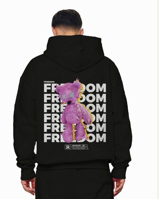 Unisex Black Oversized Hoodie - Freedom