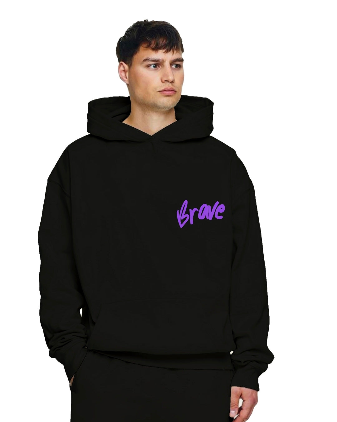 Unisex Black Oversized Hoodie - Brave Spirit