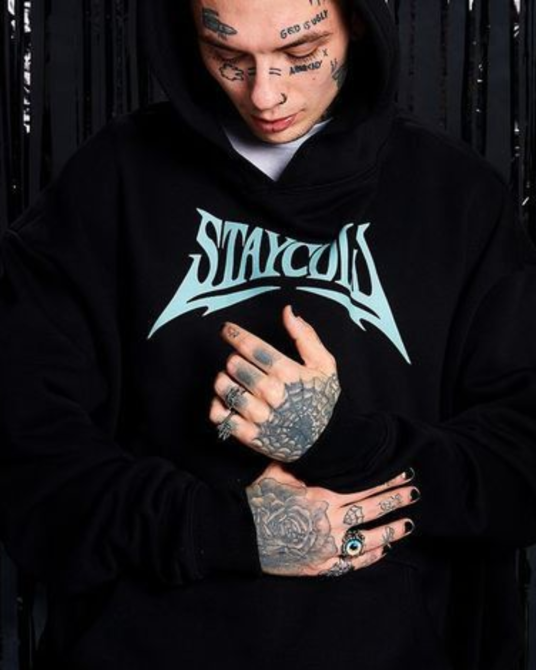 Unisex Black Oversized Hoodie - Devil Tiger