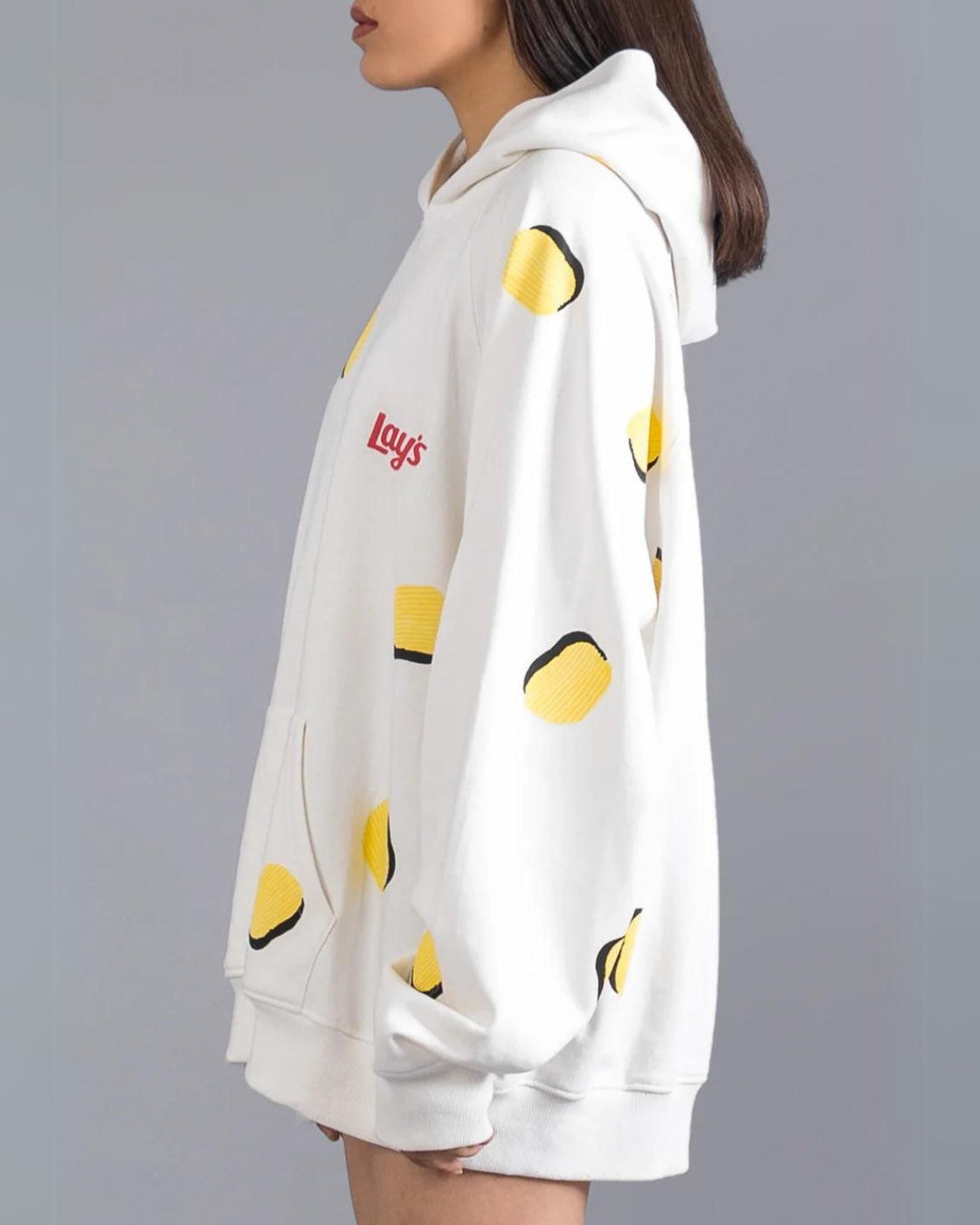 Unisex White Oversized Hoodie - Lays Design