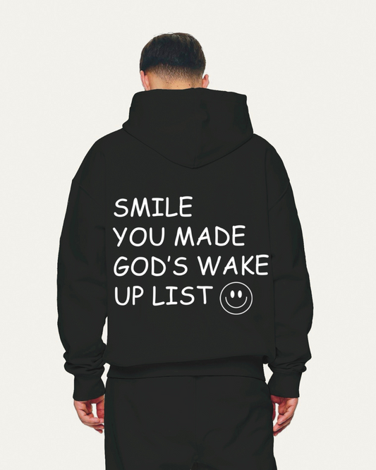 Unisex Black Oversized Hoodie - Smile