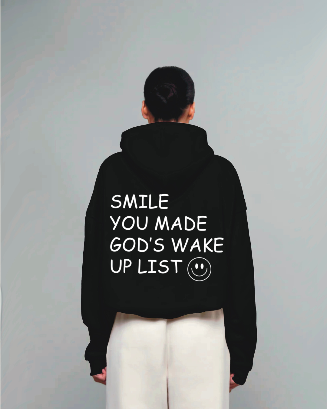 Unisex Black Oversized Hoodie - Smile