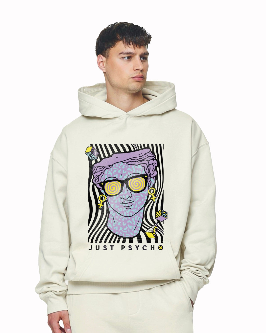 Unisex White Oversized Hoodie - Just Psycho