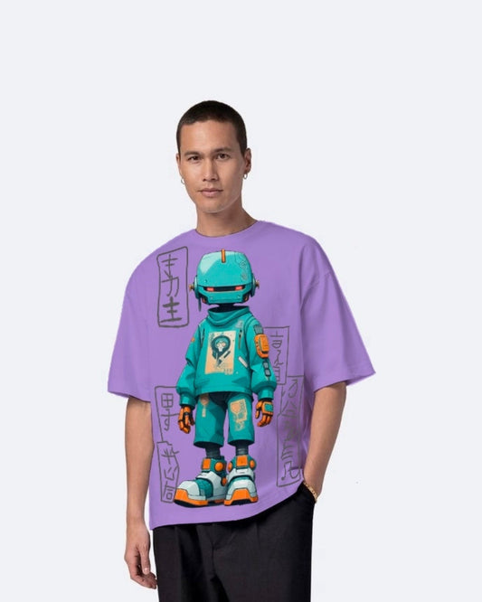 Robot Purple Urban Oversized T-Shirt for Men