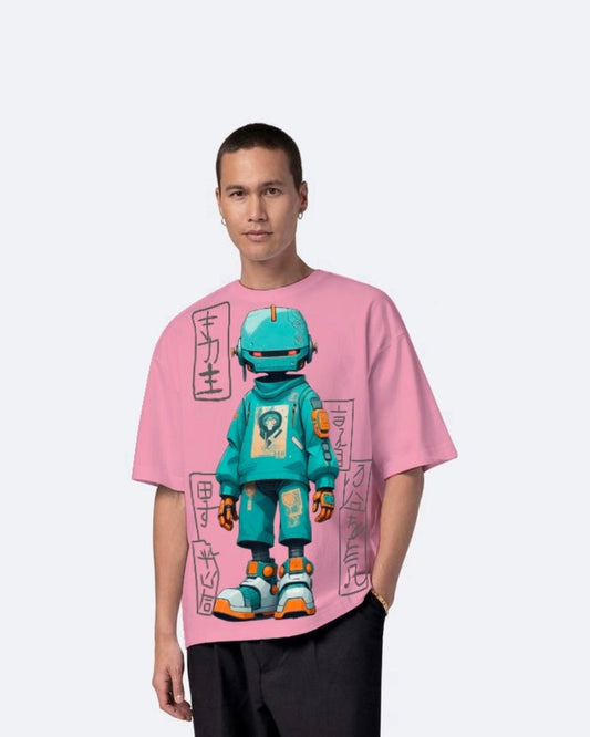 Robot Pink Urban Oversized T-Shirt for Men