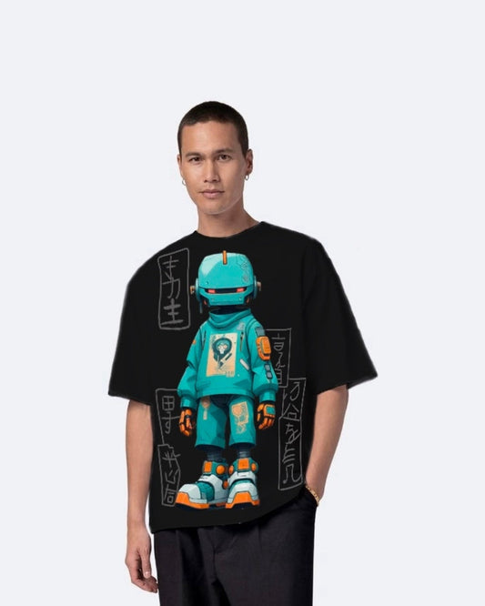Robot Black Urban Oversized T-Shirt for Men
