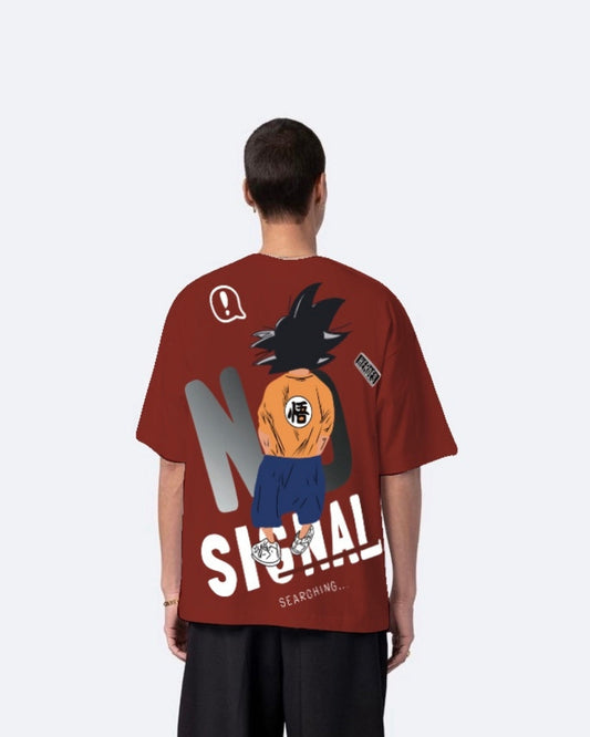 No Signal Design with Men's Red Oversized T-Shirt