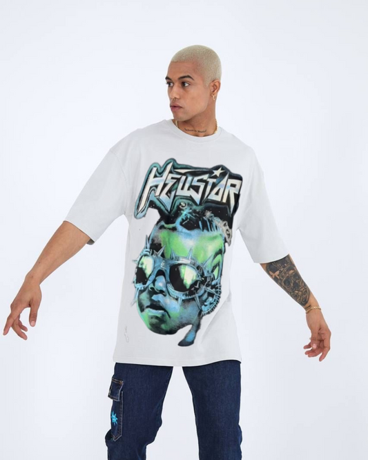"Hellstar Cyber Kid" Unisex Exclusive Oversized Tee -White