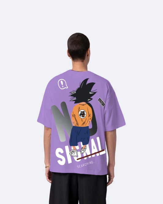 No Signal Design with Men's Purple Oversized T-Shirt