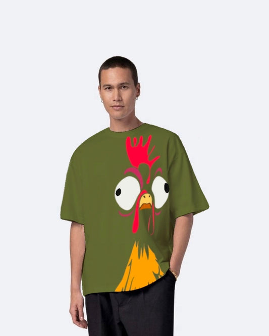 Hen Olive Urban Oversized T-Shirt for Men