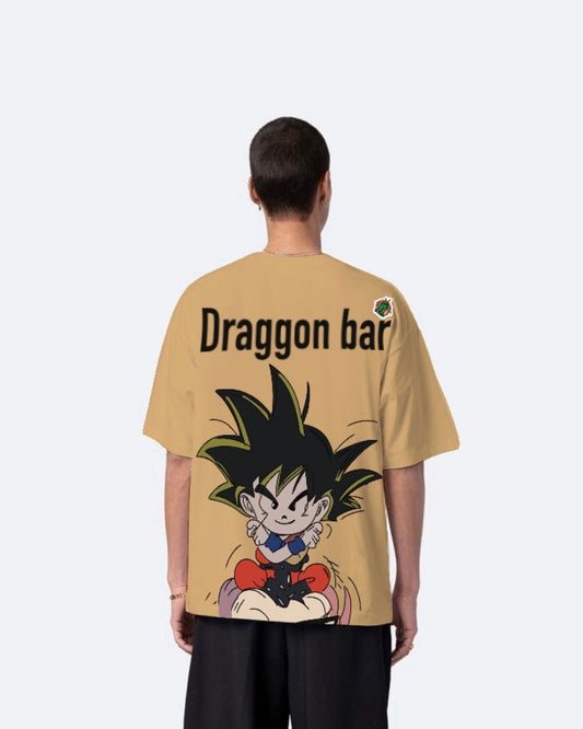 Dragon Goku Beige Urban Oversized T-Shirt for Men
