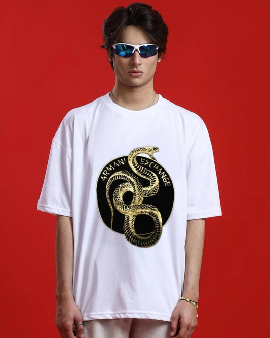 A/X Golden Snake Unisex Exclusive Oversized Tee - White
