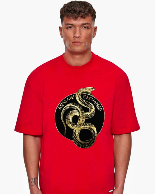 A/X Golden Snake Unisex Exclusive Oversized Tee - Red
