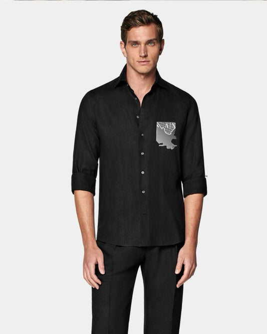 MEN'S AX BIRD LOGO FULL SLEEVE  BLACK SHIRT