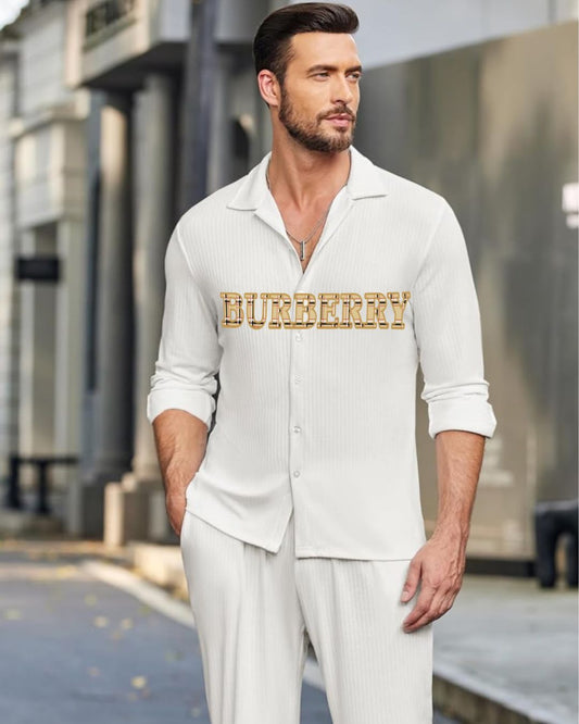 MEN'S BURBERRY PLAID FULL SLEEVE  WHITE SHIRT