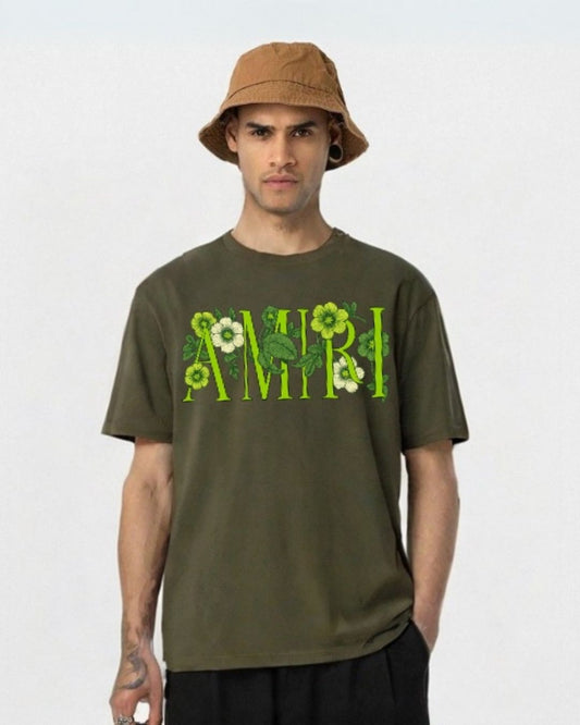 MEN'S FLORA AMIRI OVERSIZED TSHIRT (OLIVE )