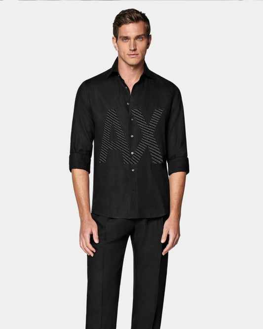 MEN'S GRAPHIC X/A FULL SLEEVE  BLACK SHIRT