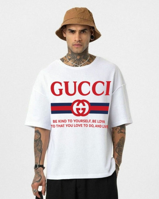 MEN'S  GUCCI FLAG OVERSIZED TSHIRT (WHITE)