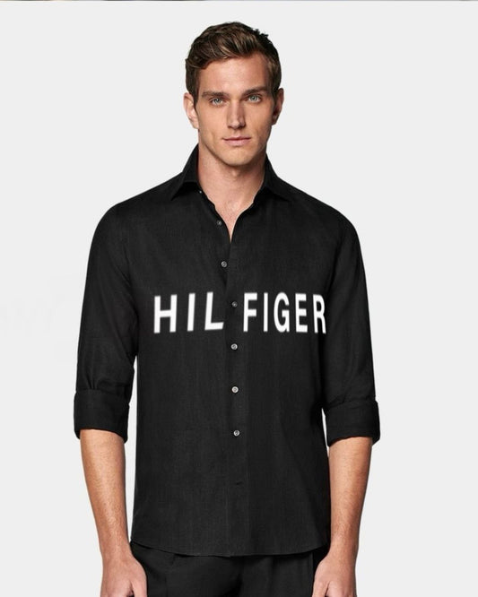MEN'S HILFIGER FULL SLEEVE  BLACK SHIRT