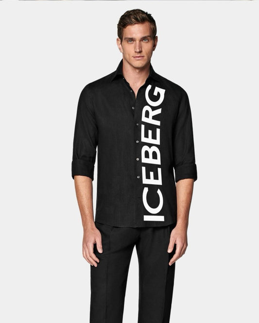 MEN'S ICEBERG  FULL SLEEVE  BLACK SHIRT