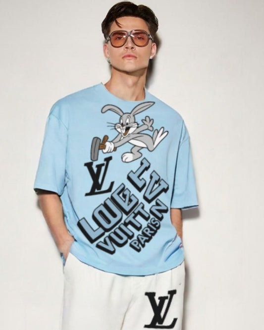 MEN'S LV BUNNY OVERSIZED TSHIRT (BLUE)