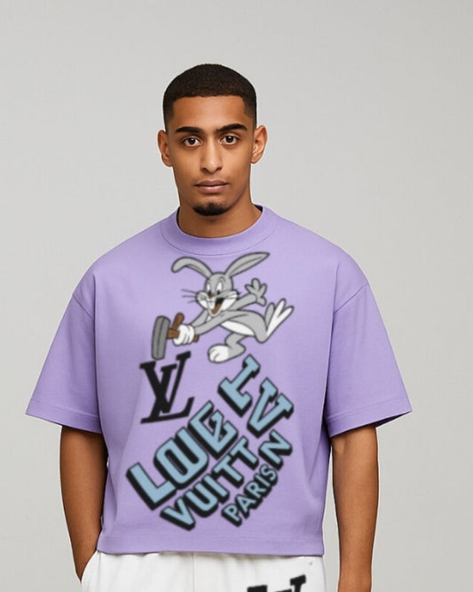 MEN'S LV BUNNY OVERSIZED TSHIRT (PURPLE )