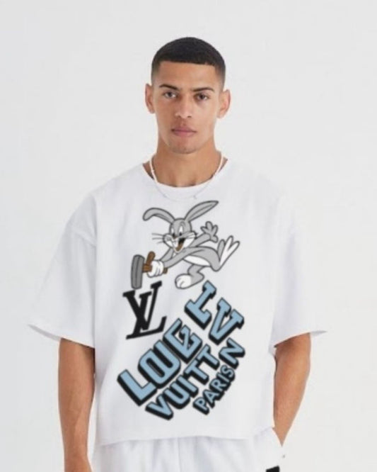 MEN'S LV BUNNY OVERSIZED TSHIRT (WHITE )
