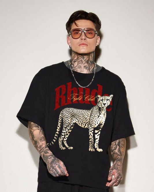 MEN'S  RHUDE LEO OVERSIZED TSHIRT (BLACK)