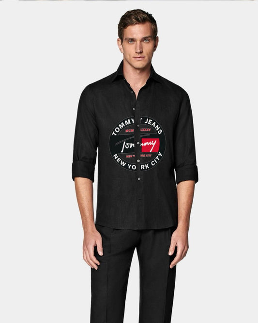 MEN'S TOMMY NEW CITY FULL SLEEVE BLACK SHIRT