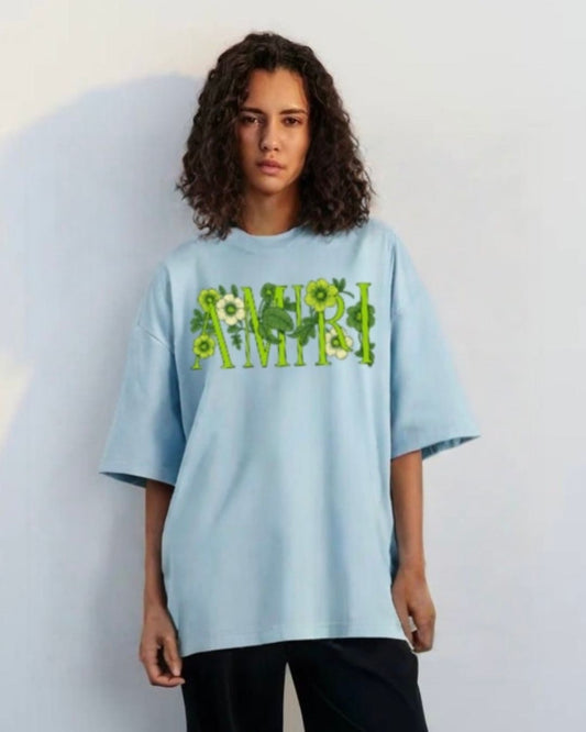 WOMEN'S FLORA AMIRI OVERSIZED TSHIRT (BLUE )