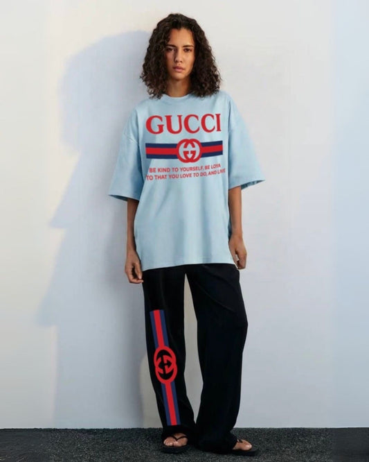WOMEN'S GUCCI FLAG CORDS (BLUE AND BLACK)