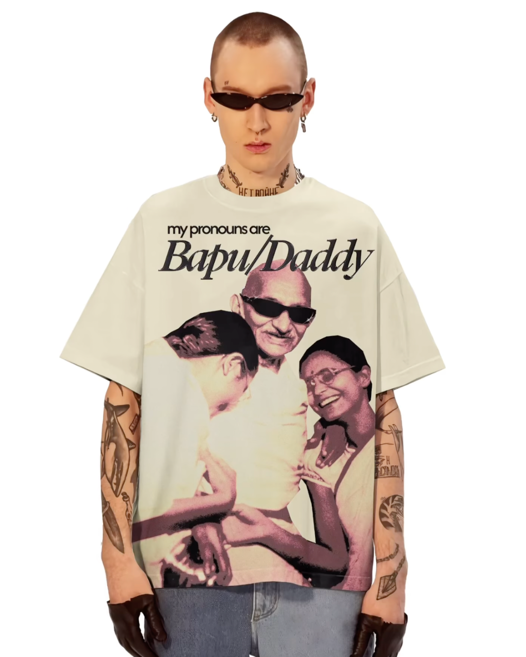 Bapu daddy  Unisex Exclusive Oversized Tee - white
