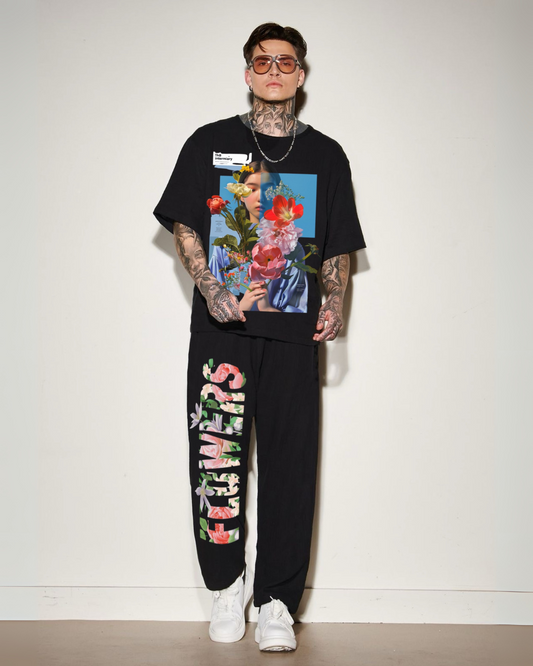 Men's blooming floral cordset (Black and Black)