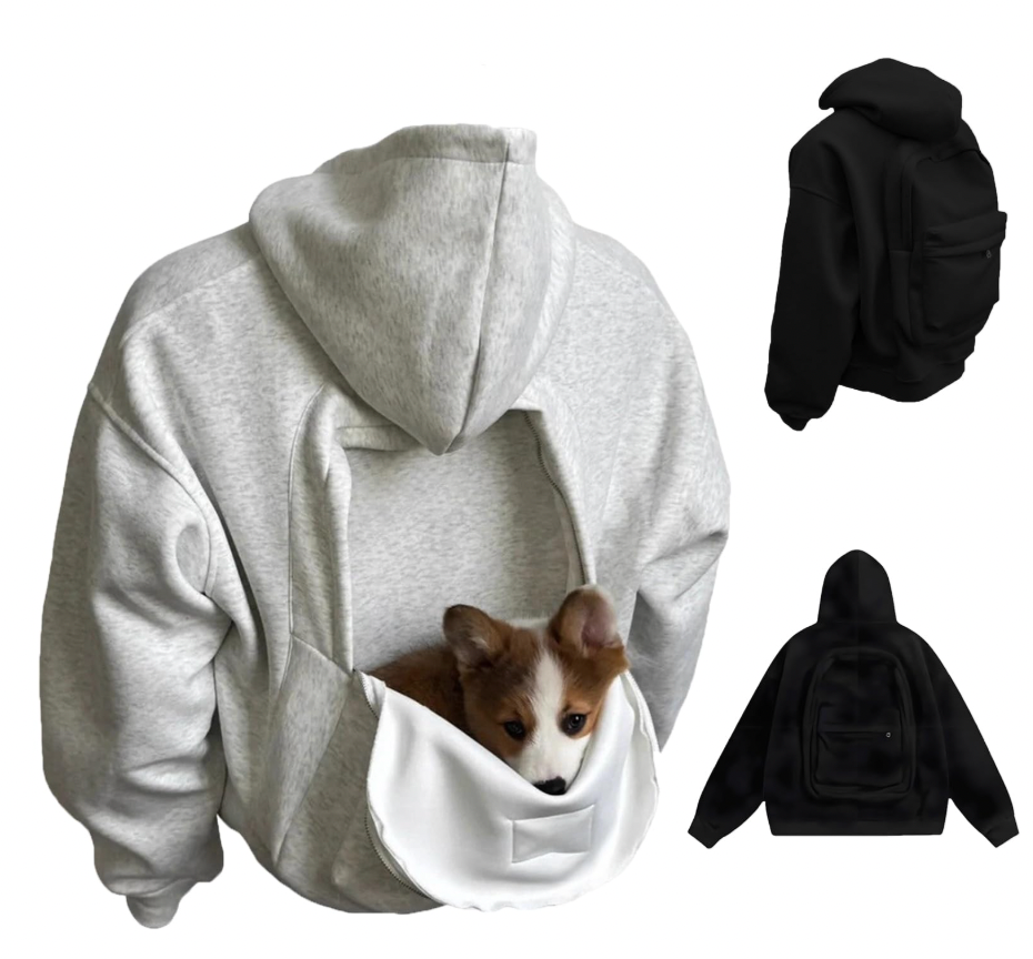 Men'S 2-In-1 Backpack Hoodie, Lightweight Travel Hoodie With Built-In Zipper Backpack, Casual Zip Up Techwear Sweatshirt