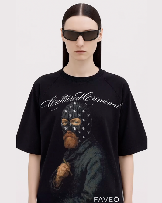 Culture criminal  Unisex Exclusive Oversized Tee - Black