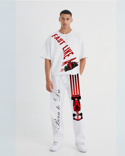 Men's first born  cordset (white and white)