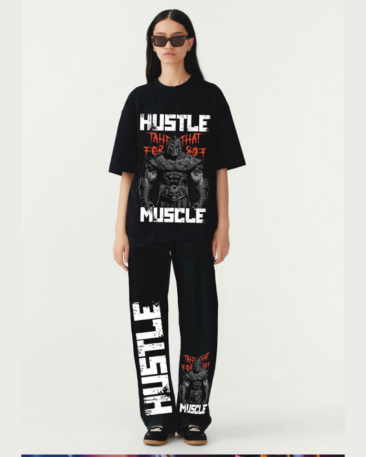 Women's muscle hustle cordset (black and black)