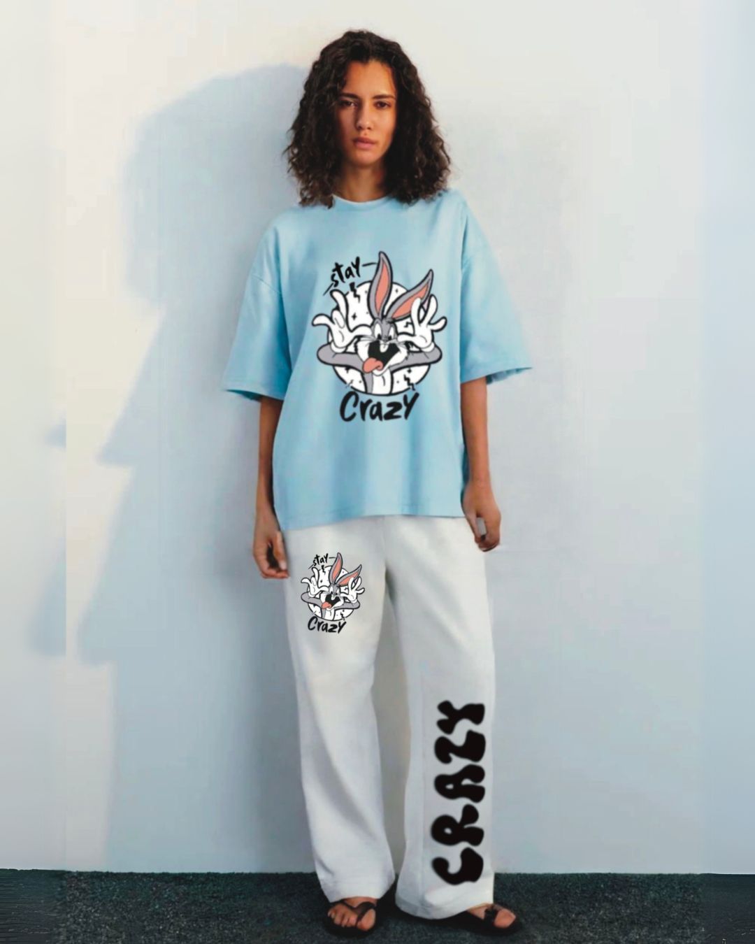 Women stay crazy cordset blue and white(*)