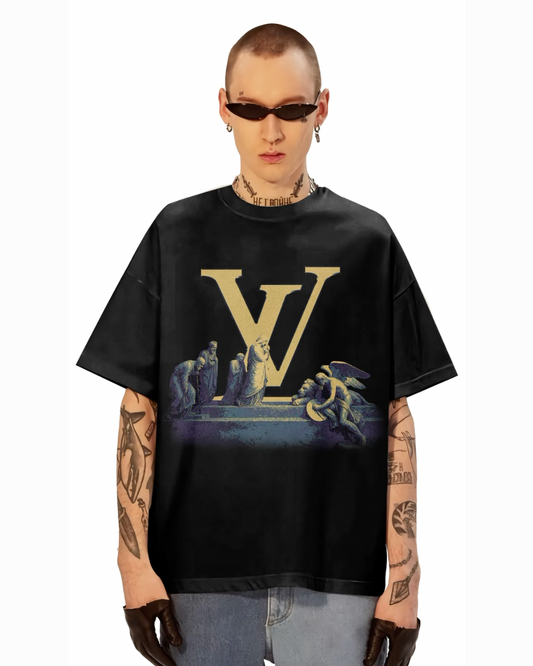 Vintage car  Unisex Exclusive Oversized Tee - Black