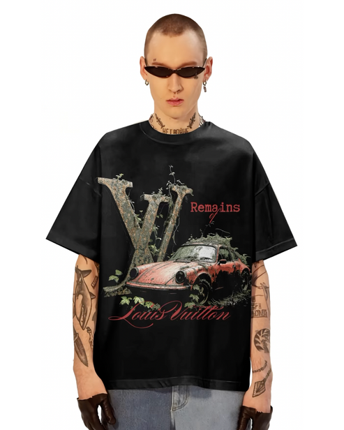 VINTAGE CAR UNISEX OVERSIZED BLACK TEE
