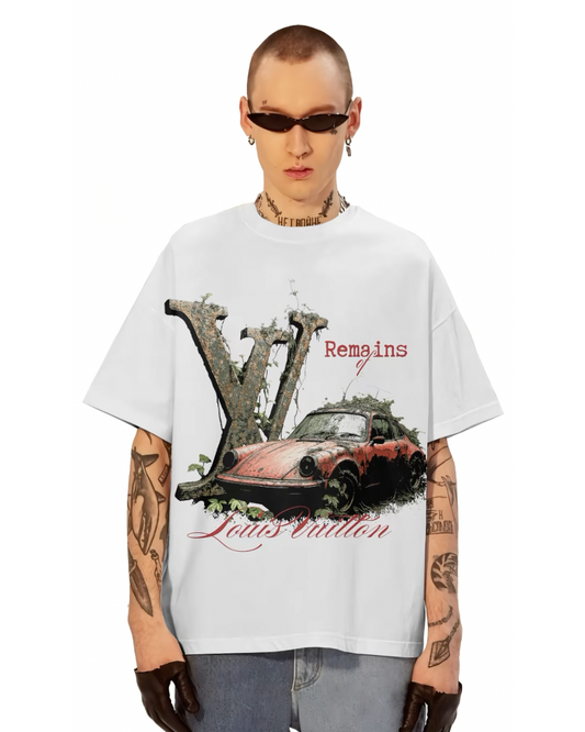 Vintage car  Unisex Exclusive Oversized Tee - white